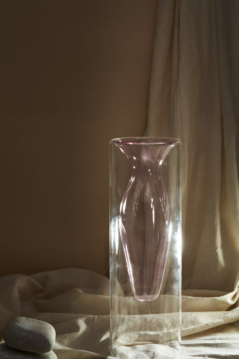 GLASS VASE MID PINKY HOLLOW