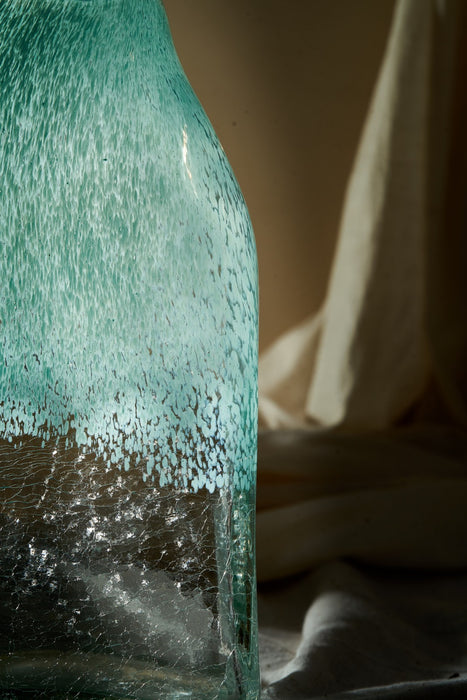 MOULDED TOP GLASS VASE- GREEN