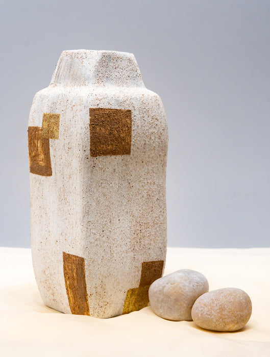 VINTAGE "MOCHA MOSAIC" RUSTIC VASE