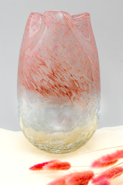 MOULDED TOP GLASS VASE- PINK