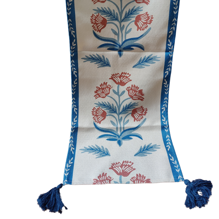 Blue Lined Printed Table Runner