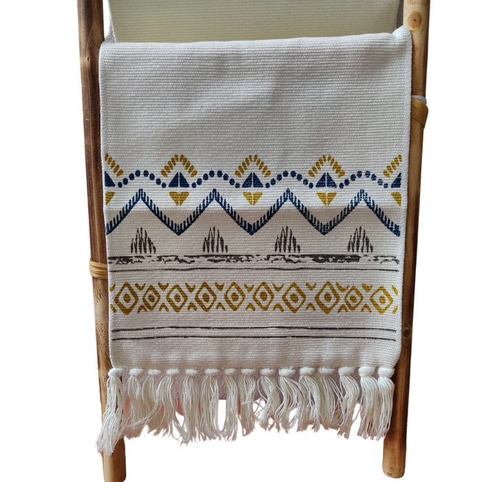 Cream and Yellow/blue Table Runner