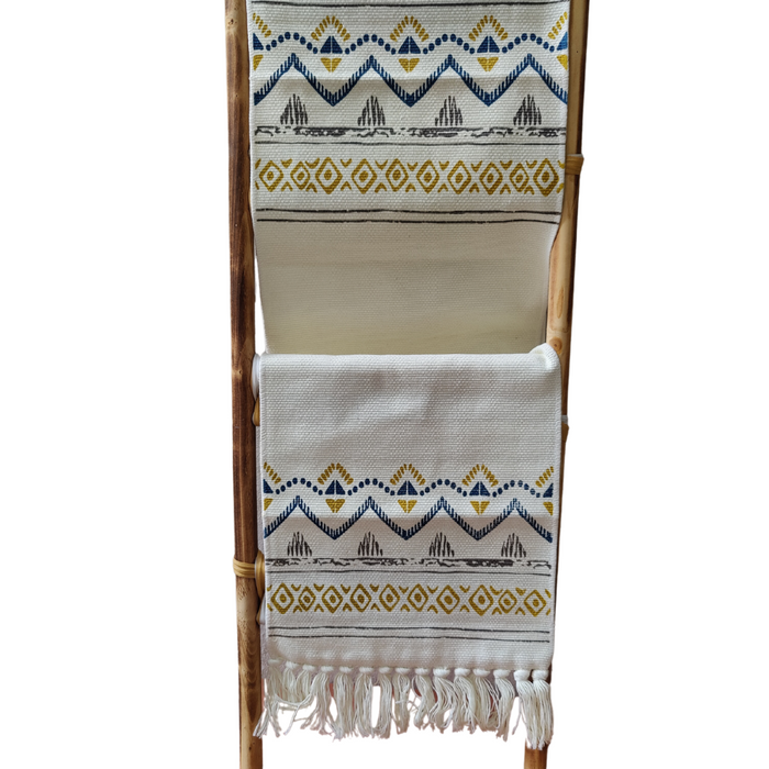 Cream and Yellow/blue Table Runner